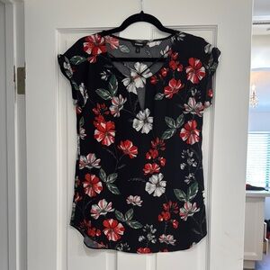 Express Red and White Floral Blouse